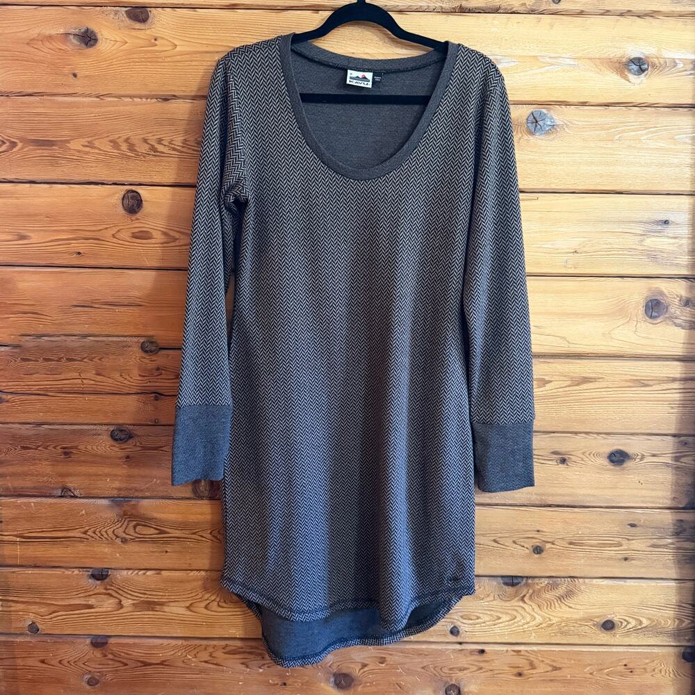 KAVU Women's Deva Long Sleeve Casual Crew Neck Dress Medium